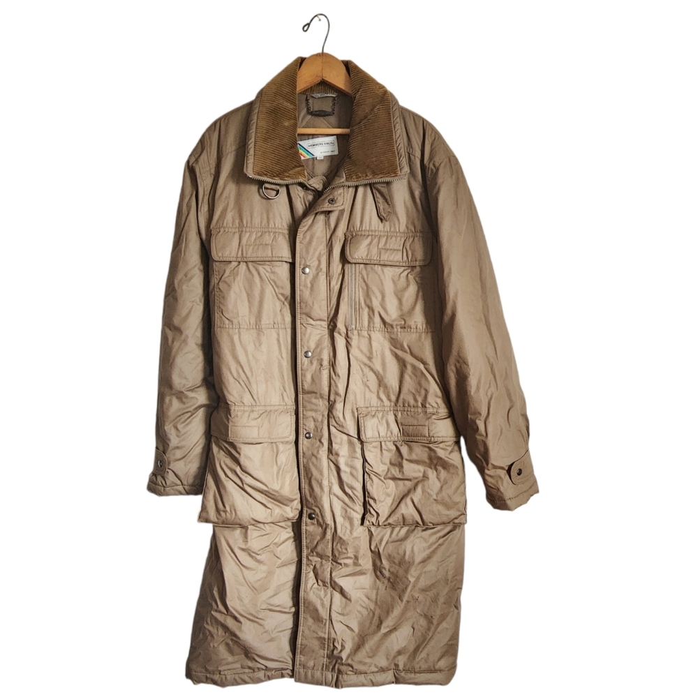 Members Only Long Puffy Coat Sz 40 Brown Corduroy Collar 1980s